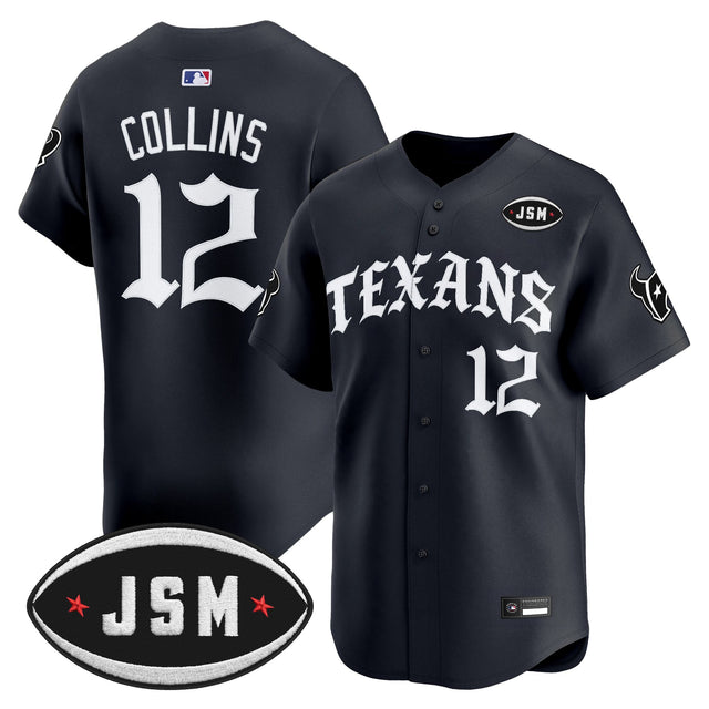 Men's Houston Texans 'Old English Edition' Vapor Premier Limited Jersey - All Stitched - Navy - Nico Collins — view 1