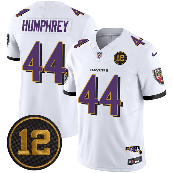Men's Ravens Jacoby Jones Patch Vapor Limited Jersey - All Stitched - White - Marlon Humphrey — view 1