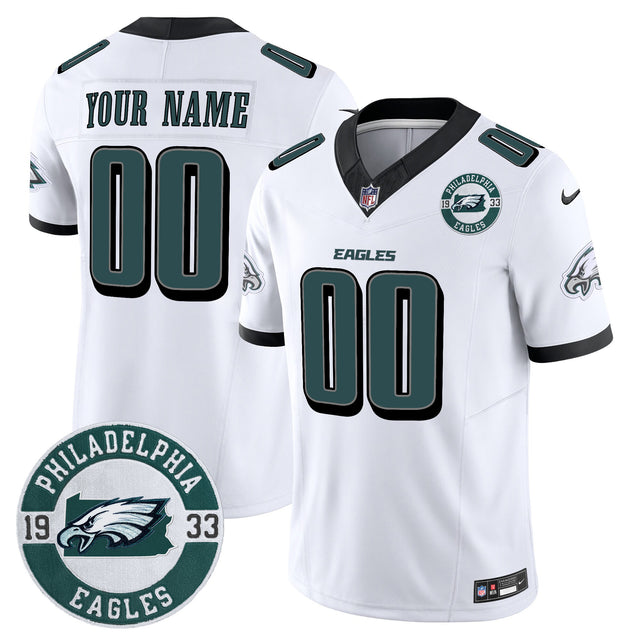 Eagles 2024 Vapor Limited Custom Jersey - Est. 1933 Patch - All Stitched - White — view 1