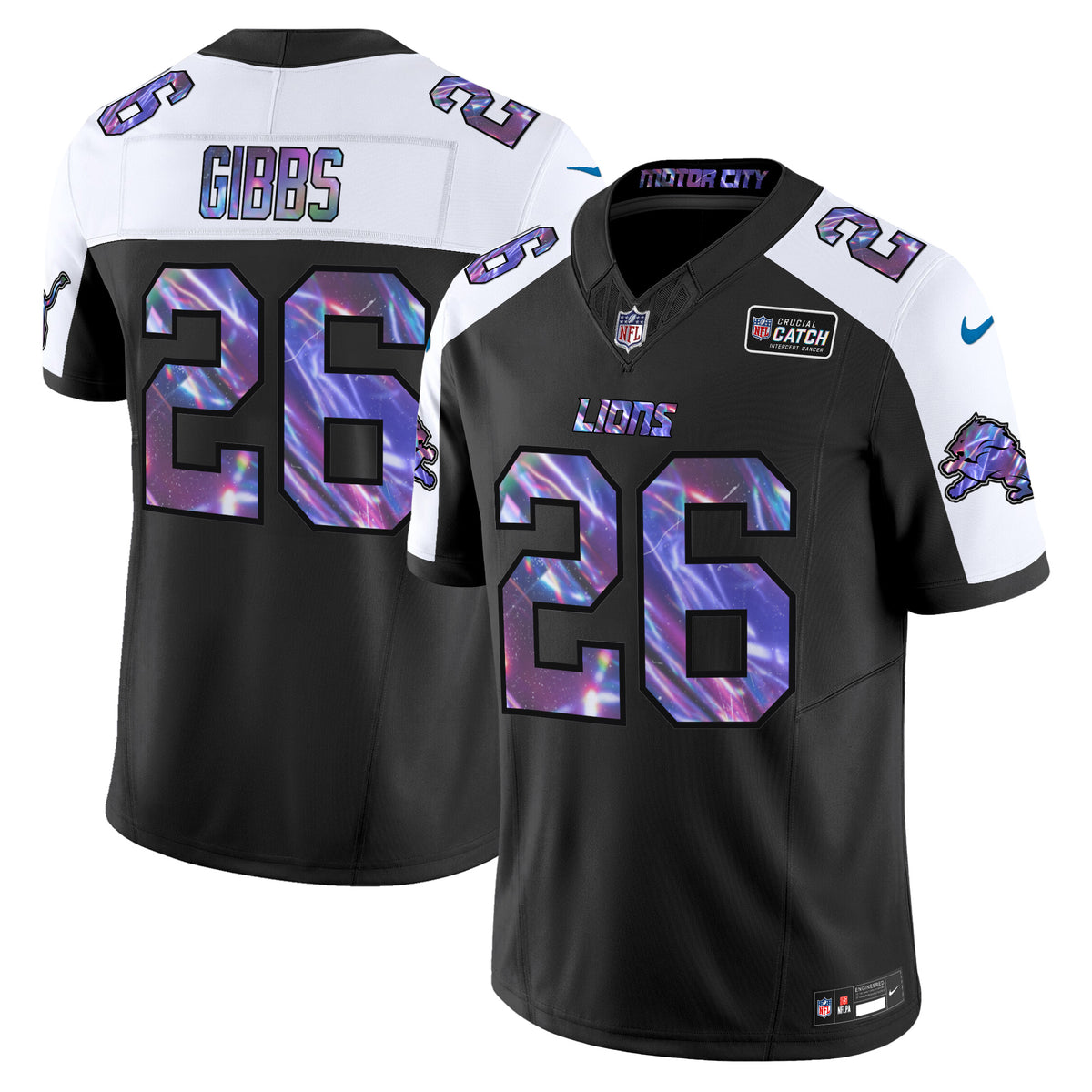 Men's Detroit Lions 2024 Crucial Catch Vapor Limited Jersey - All Stitched - Black Alternate - Jahmyr Gibbs — view 1