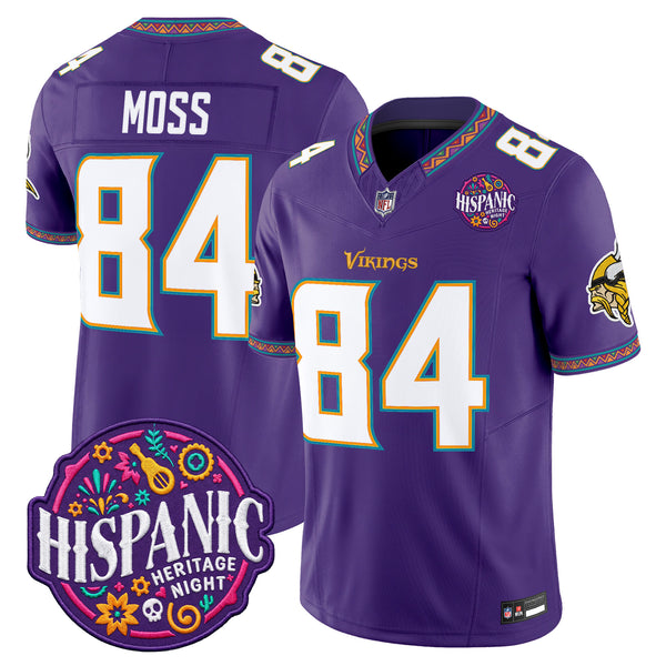 Men's Minnesota Vikings 2026 Latino Heritage Month Vapor Limited Jersey - All Stitched - Purple - Randy Moss — view 1