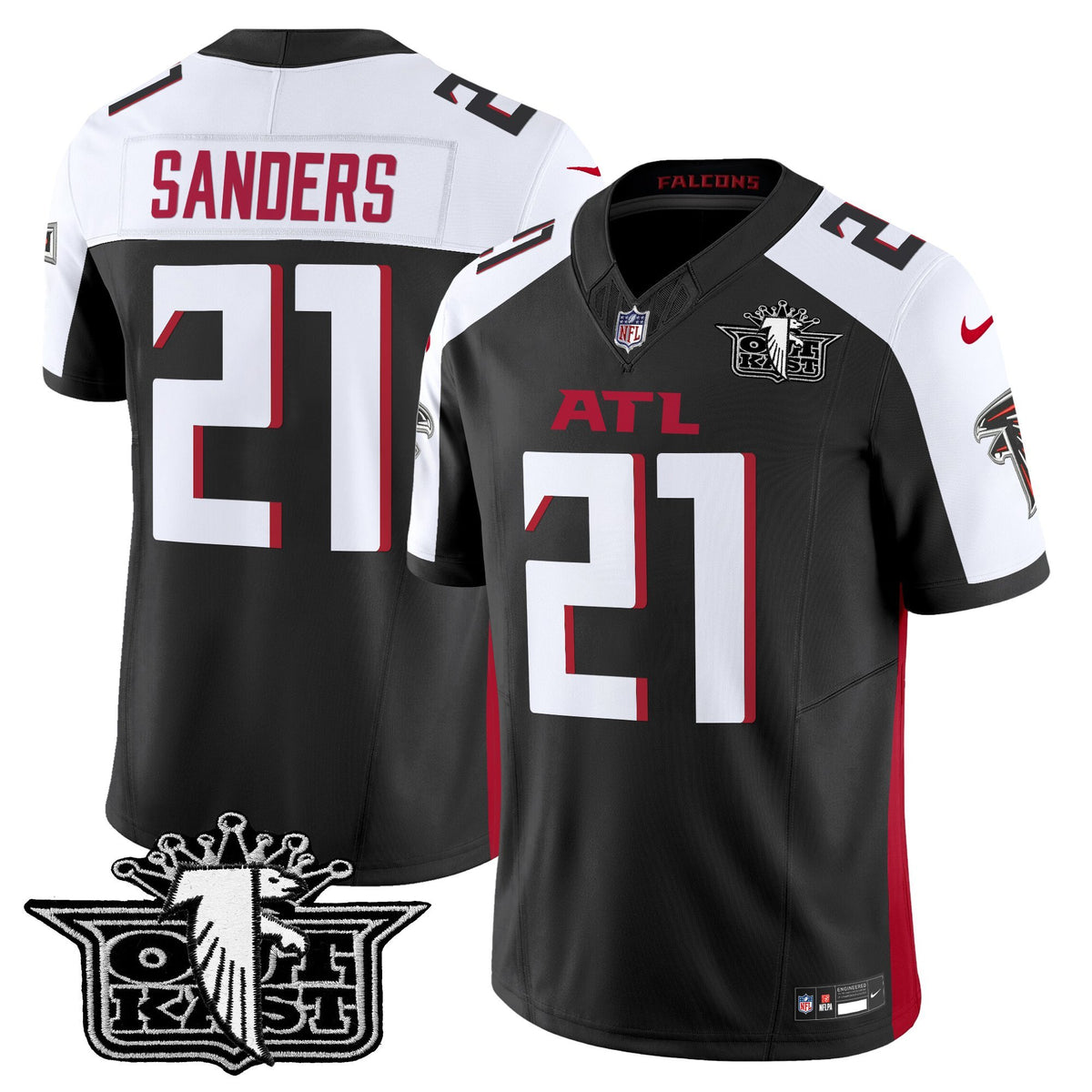 Men's Outkast x Atlanta Falcons 2025 Vapor Limited Jersey - All Stitched - Black Alternate - Deion Sanders — view 1