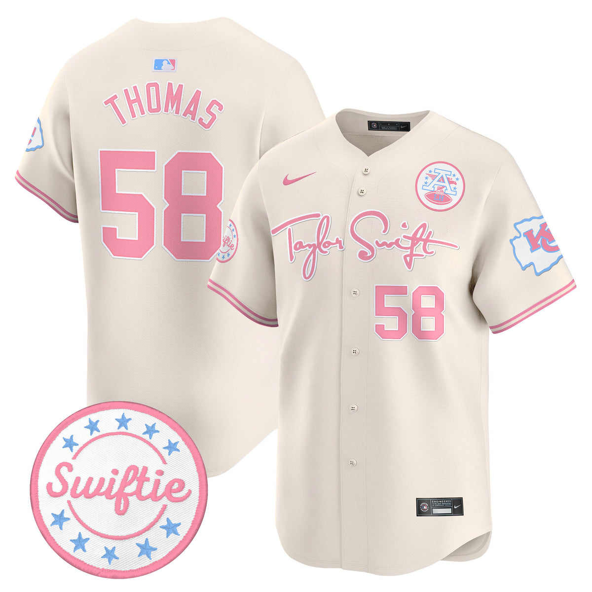 Unisex Chiefs Taylor Swift Bubblegum Pink Vapor Premier Limited Jersey - All Stitched — view 1