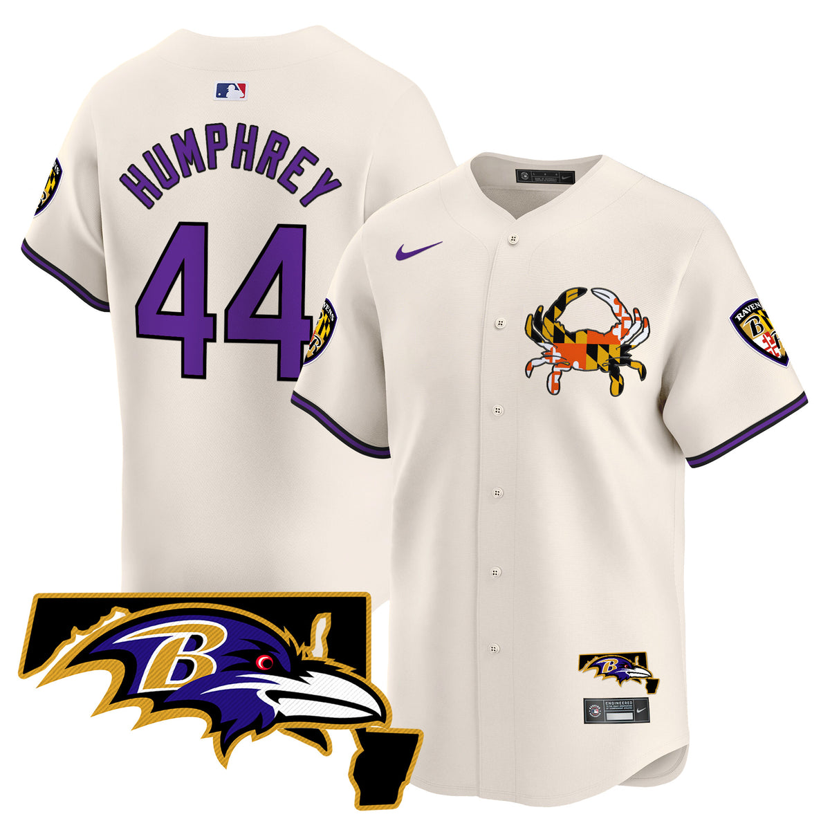 Men's Baltimore Ravens 2024 Vapor Premier Baseball Jersey V2 - All Stitched - Cream - Marlon Humphrey — view 1