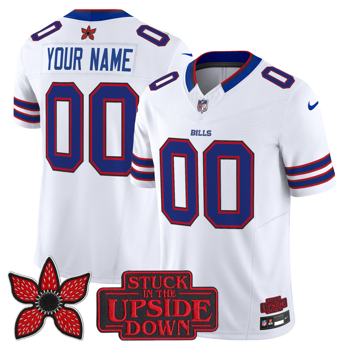 Buffalo Bills 'Stranger Things Edition' Vapor Limited Custom Jersey V2 - All Stitched - White — view 1
