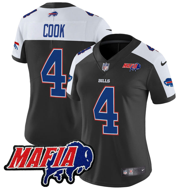 Women's Buffalo Bills 2025 Bills Mafia Patch Vapor Limited Jersey - All Stitched - Black Alternate - James Cook — view 1