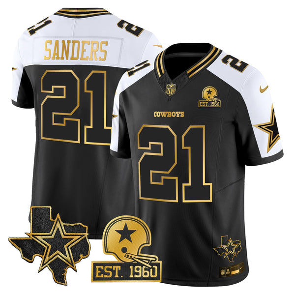 Men's Dallas Cowboys Est. 1960 & Texas Patch Gold Vapor Limited Jersey - All Stitched - Alternate - Deion Sanders — view 1