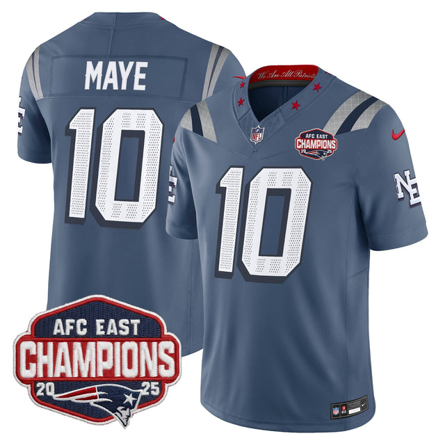Men's New England Patriots 2025 AFC East Division Champions Vapor Limited Jersey - All Stitched - Storm Blue - Drake Maye — view 1