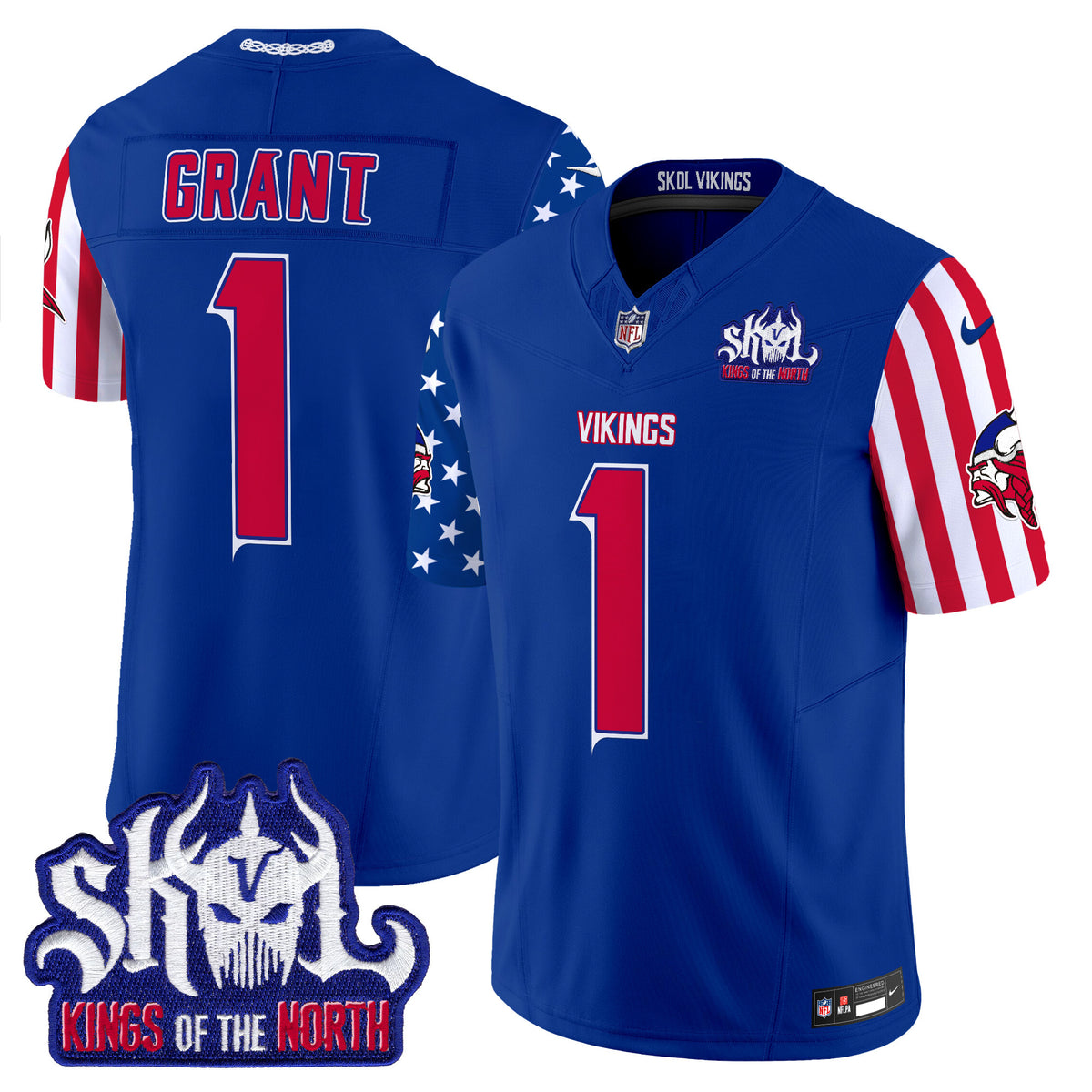 Men's Minnesota Vikings American Style Vapor Limited Jersey - All Stitched - Royal - Bud Grant — view 1
