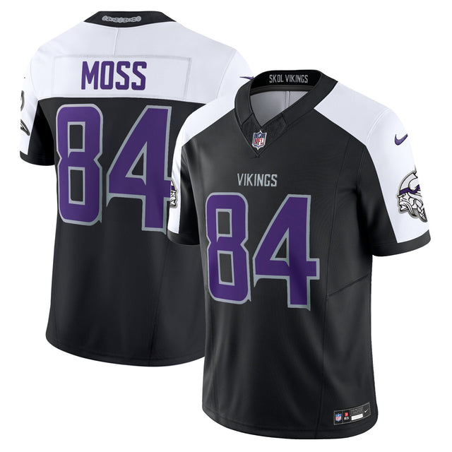 Men's 2024 Minnesota Vikings Winter Warrior Vapor Limited Jersey - All Stitched - Black Alternate - Randy Moss — view 1