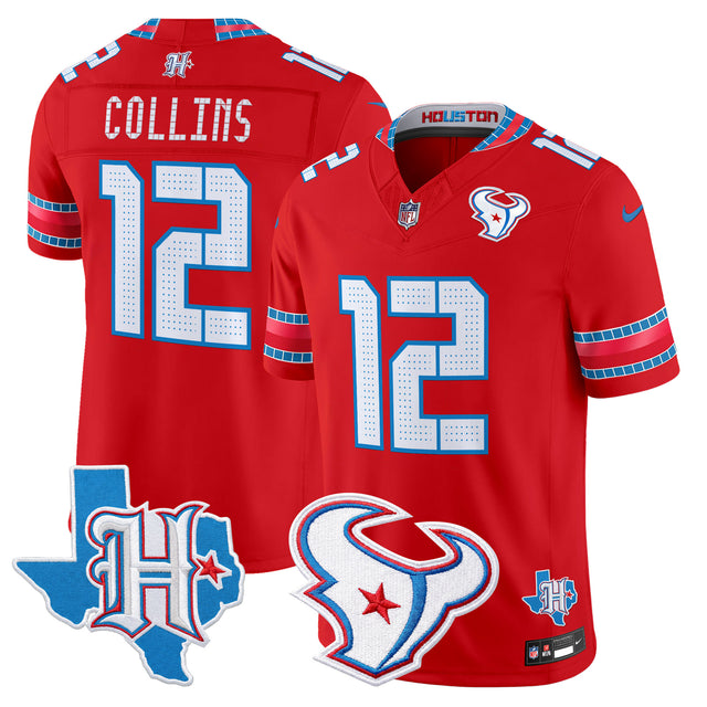 Men's Houston Texans 2026 Rivalries Vapor Limited Jersey - Texas Patch - All Stitched - Red - Nico Collins — view 1