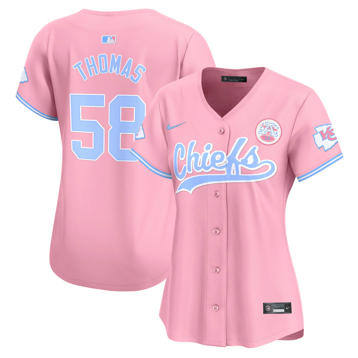 Women's Chiefs Bubblegum Pink Vapor Premier Limited Jersey - All Stitched - Pink - Derrick Thomas — view 1