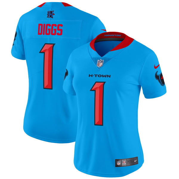 Women's Houston Texans 2024 Vapor Limited Jersey V2 - All Stitched - Blue - Stefon Diggs — view 1