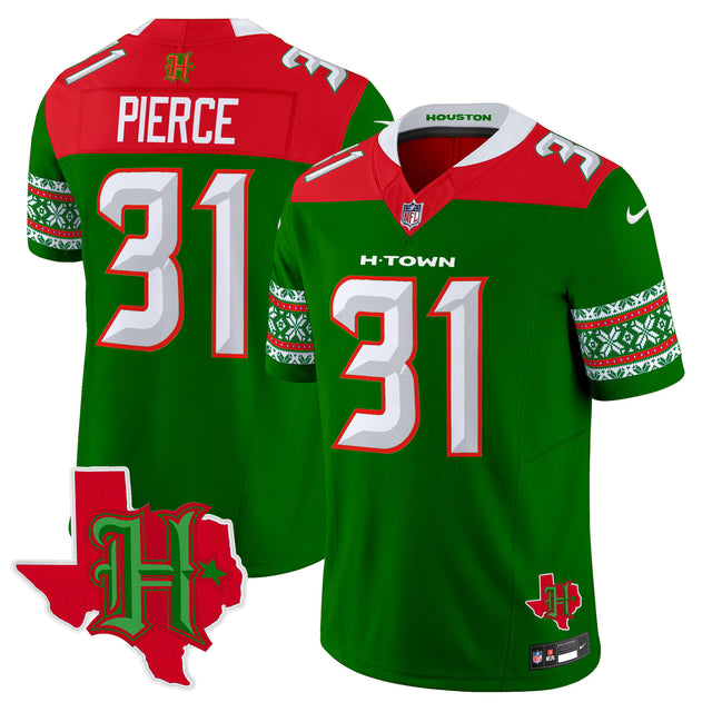 Men's Houston Texans 2024 Christmas Vapor Limited Jersey - All Stitched - Green - Dameon Pierce — view 1
