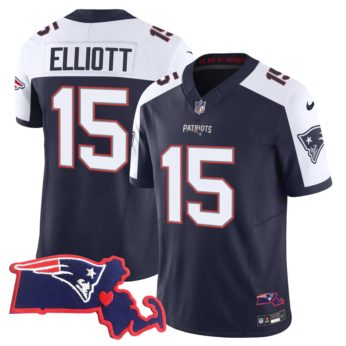 Women's Patriots Bill Belichick SB 36, 38, 39, 49, 51 Champions Vapor Jersey - All Stitched - Alternate - Ezekiel Elliott — view 1