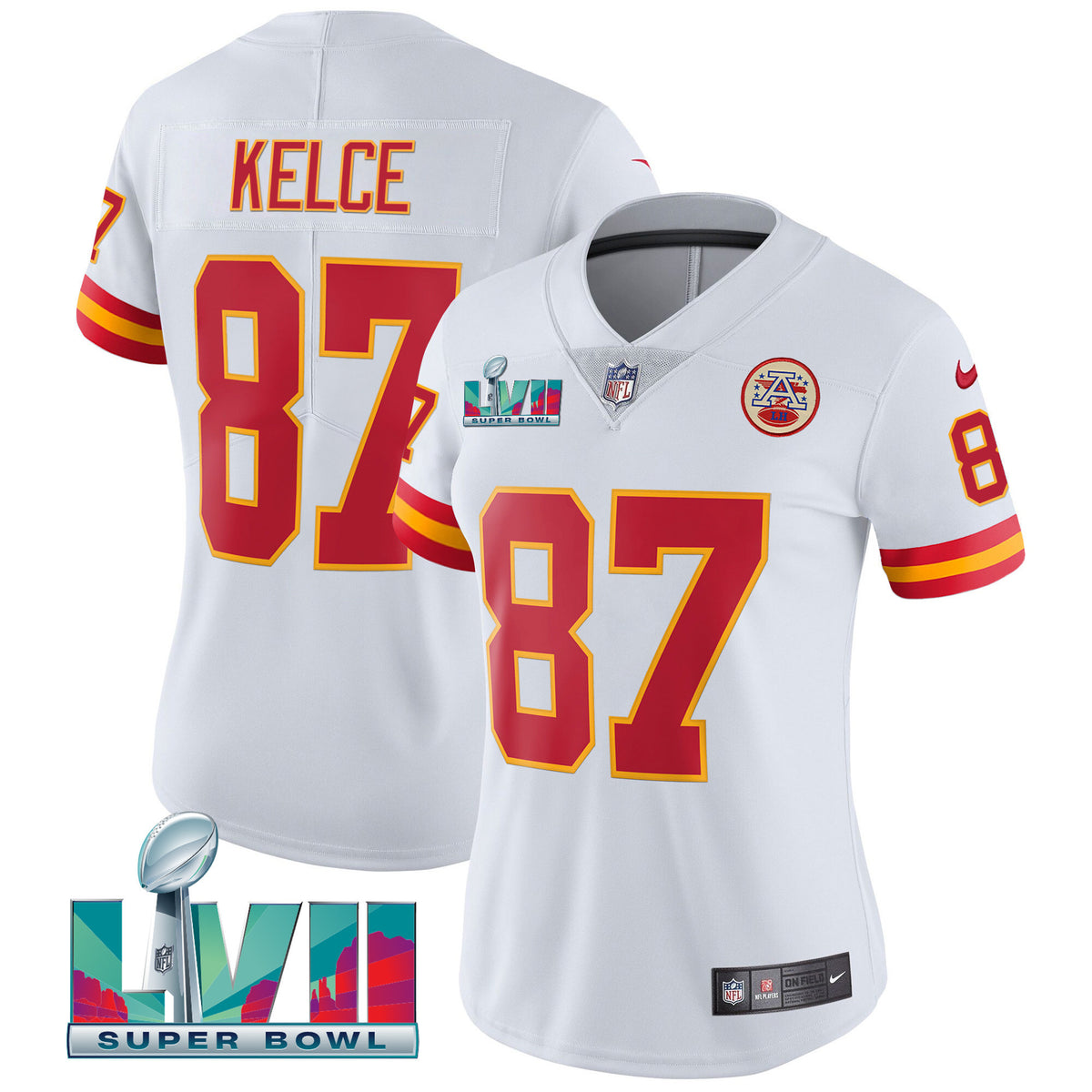Women's Chiefs Throwback Limited Vapor Jersey - All Stitched - White - Travis Kelce — view 1