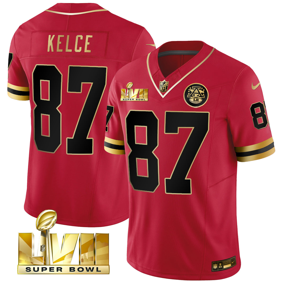 Men's Chiefs Throwback Limited Vapor Jersey - All Stitched - Black Red - Travis Kelce — view 1