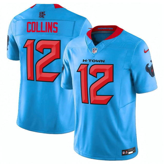 Men's Houston Texans 2024 Vapor Limited Jersey V2 - All Stitched - Blue - Nico Collins — view 1