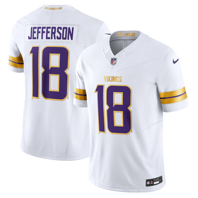 Men's Minnesota Vikings 2024 Winter Warrior Vapor Limited Jersey V2 - All Stitched - White Gold - Justin Jefferson — view 1