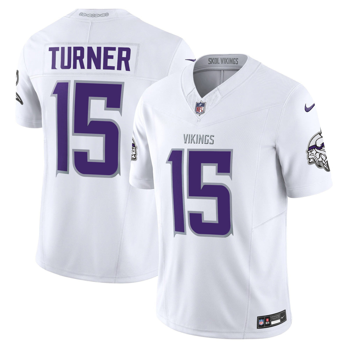 Men's 2024 Minnesota Vikings Winter Warrior Vapor Limited Jersey - All Stitched - White Limited - Dallas Turner — view 1