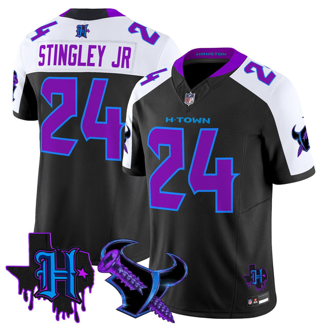Men's Houston Texans DJ Screw Vapor Limited Jersey - All Stitched - Black Alternate - Derek Stingley Jr — view 1