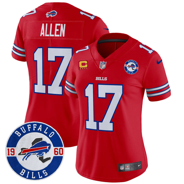 Women's Buffalo Bills 2024 Vapor Limited Jersey - Est. 1960 Patch - All Stitched - Red - Josh Allen — view 1