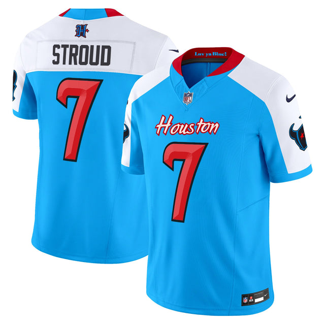 Men's Houston Texans 2024 Vapor Limited Jersey V4 - All Stitched - Blue Alternate - C.J. Stroud — view 1
