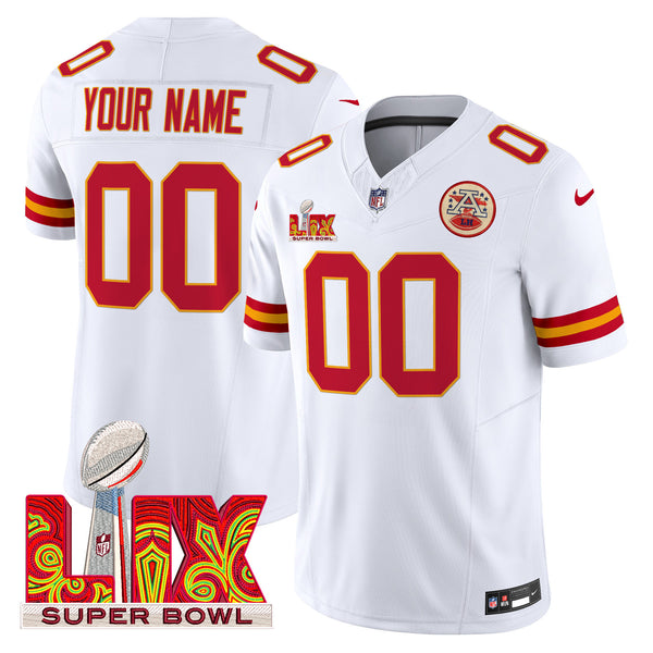 Chiefs Super Bowl LIX Patch Vapor Limited Custom Jersey - All Stitched - White — view 1