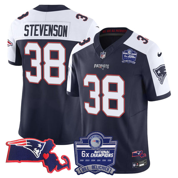 Women's Patriots Bill Belichick 6x Champions Patch Vapor Jersey - All Stitched - Alternate - Rhamondre Stevenson — view 1