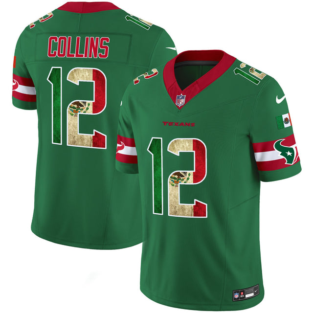 Men's Houston Texans 2025 Mexico Vapor Limited Jersey - All Stitched - Green - Nico Collins — view 1