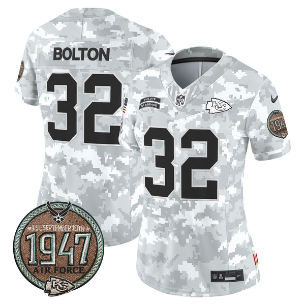 Women's Chiefs 2024 Salute to Service Establishment Year Patch Vapor Limited Jersey - All Stitched - Air Force - Nick Bolton — view 1