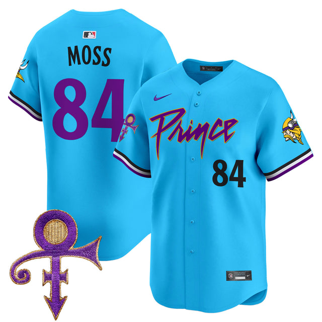Men's Minnesota Vikings Prince Patch Vapor Premier Limited Jersey - All Stitched - Light Blue - Randy Moss — view 1