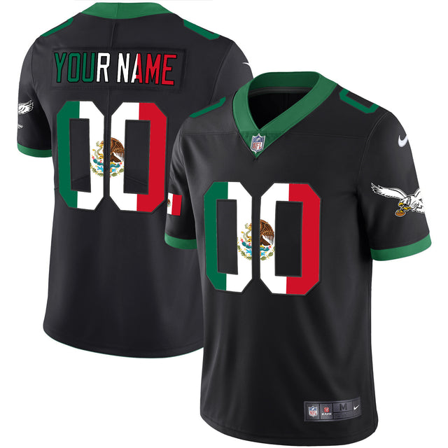 Eagles Mexico Gold & Kelly Vapor Custom Jersey - All Stitched - Kelly Black — view 1