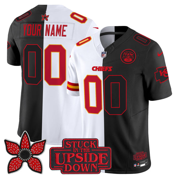 Kansas City Chiefs 'Upside Down Edition' Vapor Limited Custom Jersey - All Stitched - White-Black — view 1