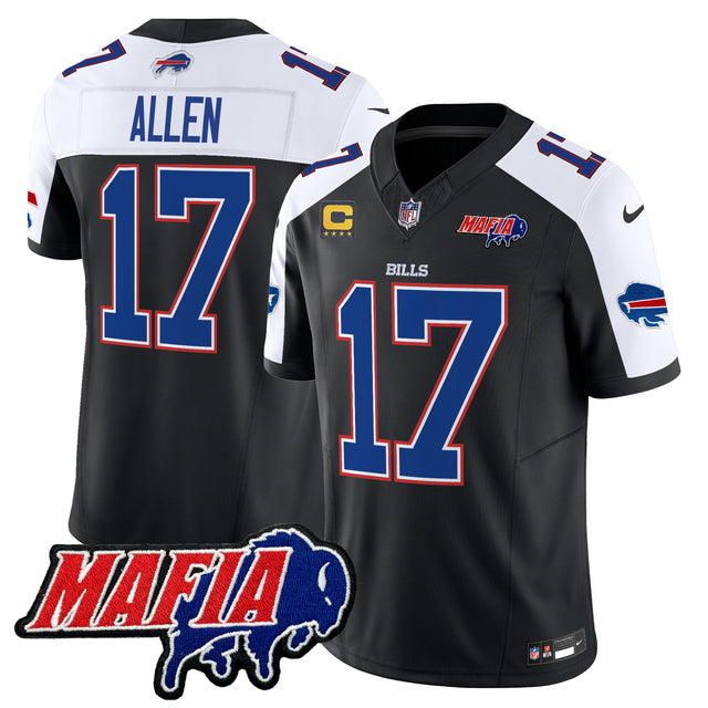 Men's Buffalo Bills 2025 Bills Mafia Patch Vapor Limited Jersey - All Stitched - Black Alternate - Josh Allen — view 1