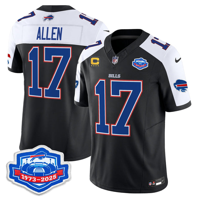 Men's Buffalo Bills 2025 Farewell Season Patch Vapor Limited Jersey - All Stitched - Black Alternate - Josh Allen — view 1