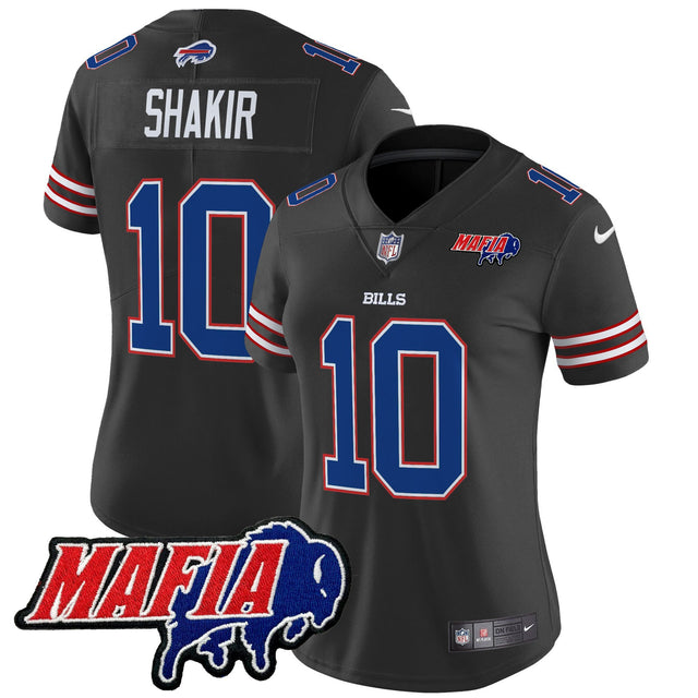 Women's Buffalo Bills 2025 Bills Mafia Patch Vapor Limited Jersey - All Stitched - Black - Khalil Shakir — view 1