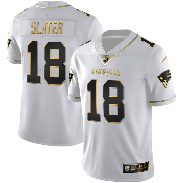 Men's New England Patriots White Gold & Black Gold Jersey - All Stitched - White Gold - Matthew Slater — view 1