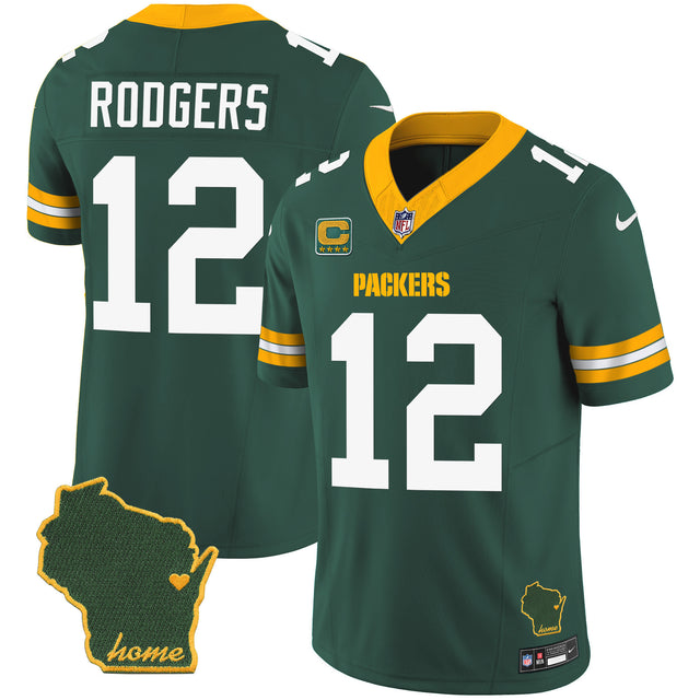 Men's Packers Home Patch Vapor Jersey V2 - All Stitched - Green - Aaron Rodgers — view 1
