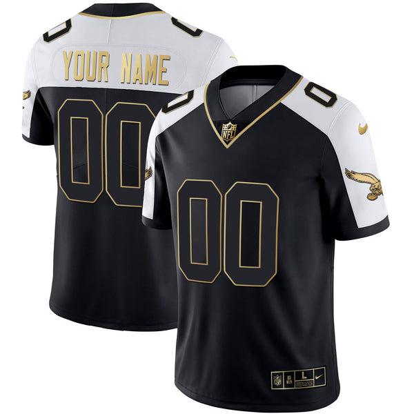 Eagles Alternate Kelly Green & Gold Custom Jersey - All Stitched - Black Gold — view 1