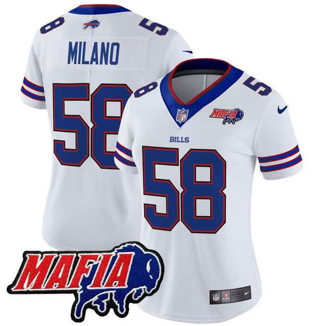 Women's Buffalo Bills 2025 Bills Mafia Patch Vapor Limited Jersey - All Stitched - White - Matt Milano — view 1
