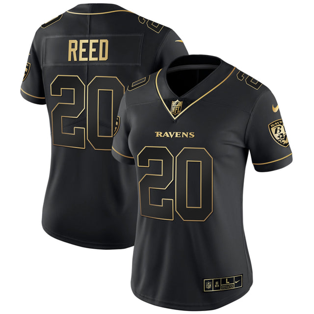 Women's Ravens Gold Vapor Jersey - All Stitched - Black Gold - Ed Reed — view 1