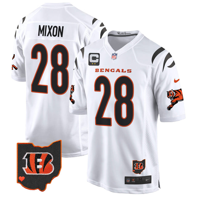 Men's Cincinnati Bengals 2024 Game Jersey - All Stitched - White - Joe Mixon — view 1