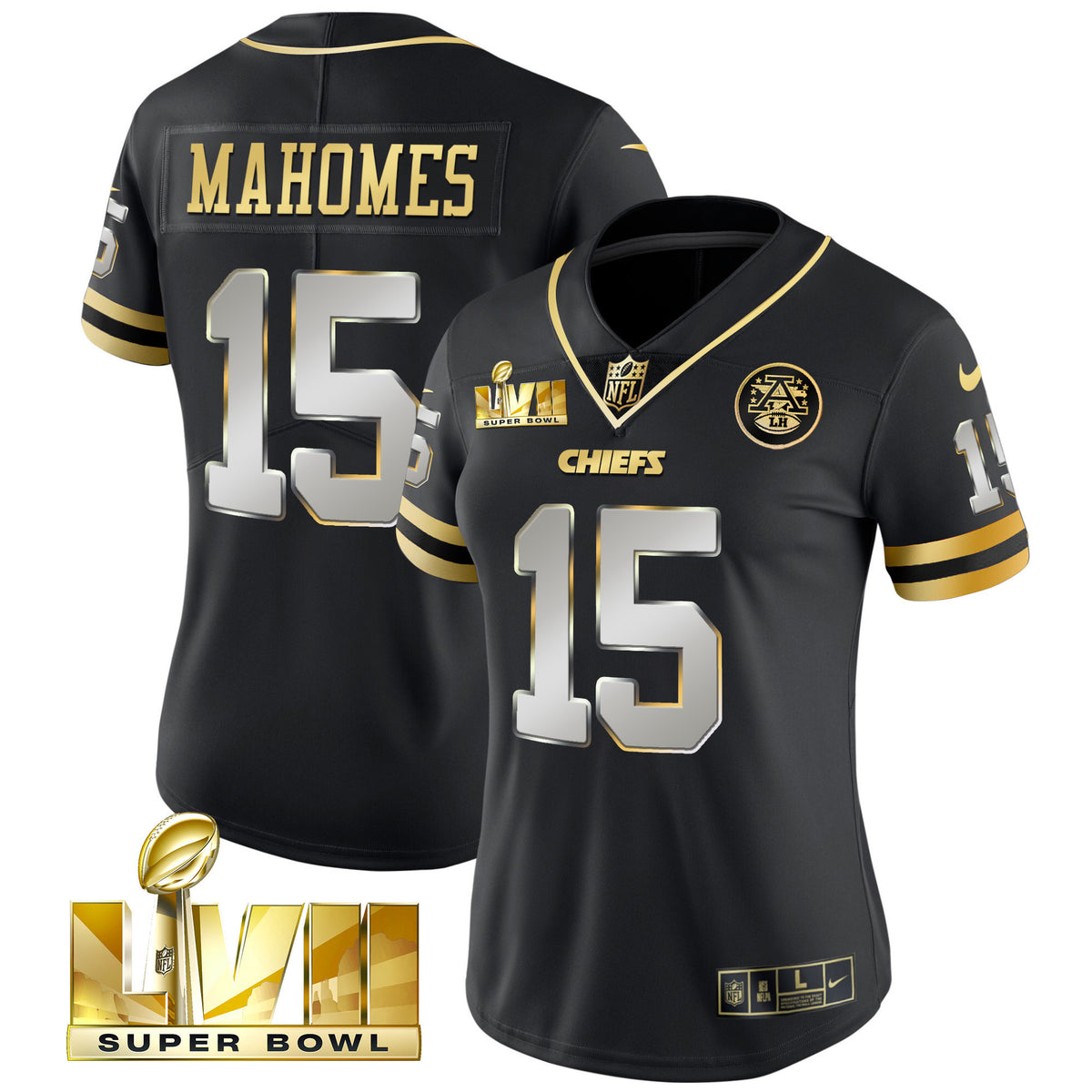 Women's Chiefs Throwback Limited Vapor Jersey - All Stitched - Black Limited - Patrick Mahomes — view 1