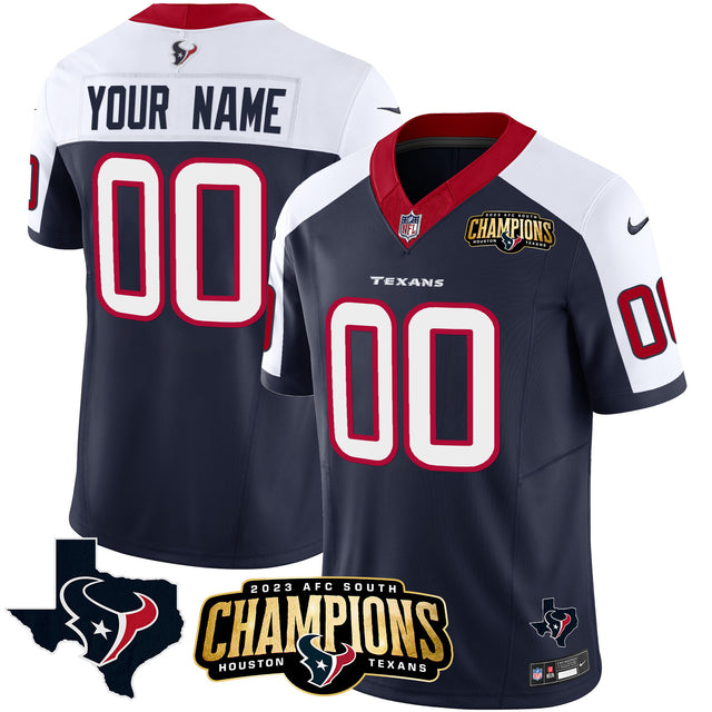 Houston Texans 2023 AFC South Champions Patch Vapor Custom Jersey - All Stitched - Alternate — view 1
