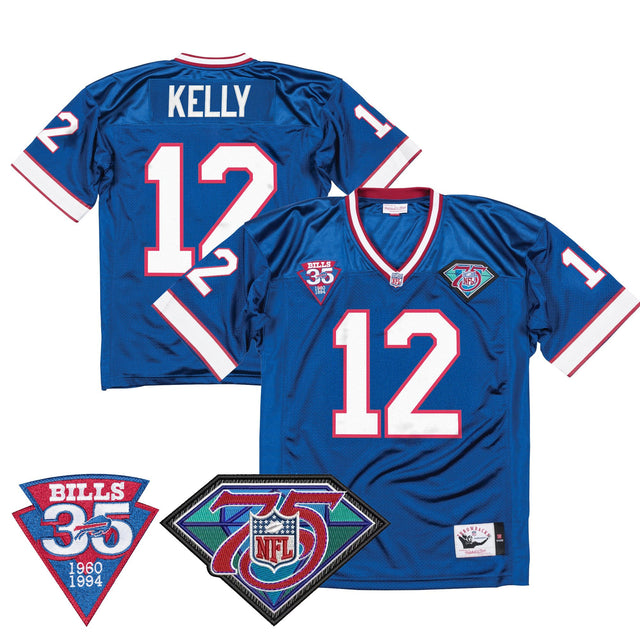 Men's Buffalo Bills Throwback Player Jersey - All Stitched - Royal - Jim Kelly — view 1