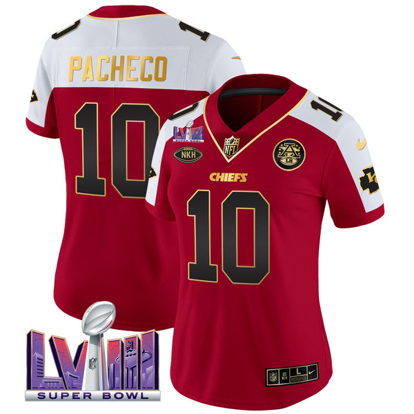 Women's Chiefs Super Bowl LVIII Patch Vapor Jersey V2- All Stitched - Red Alternate - Isiah Pacheco — view 1