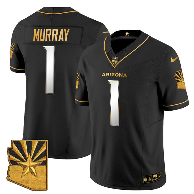 Men's Arizona Cardinals 2025 Rivalries Gold Vapor Limited Jersey - All Stitched - Black Limited - Kyler Murray — view 1
