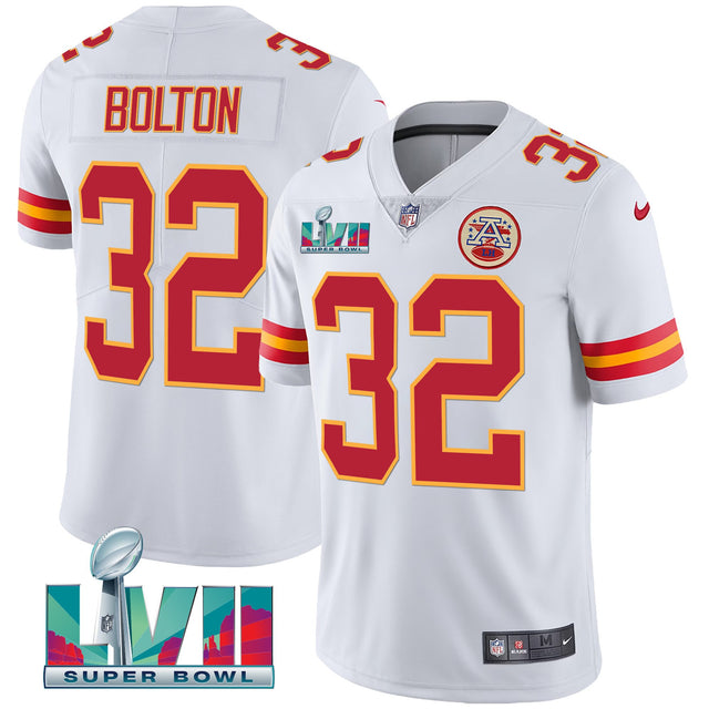 Youth's Chiefs Super Bowl LVII Vapor Player Jersey - All Stitched - White - Nick Bolton — view 1