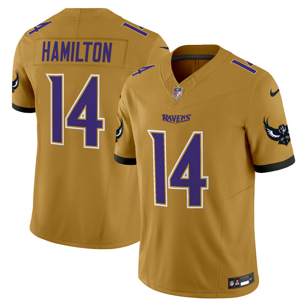 Men's Ravens Special Vapor Limited Jersey V2 - All Stitched - Gold - Kyle Hamilton — view 1